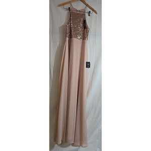 Lulu's Endlessly Enchanted Champagne Dress Pink Formal, Party, Prom, Wedding